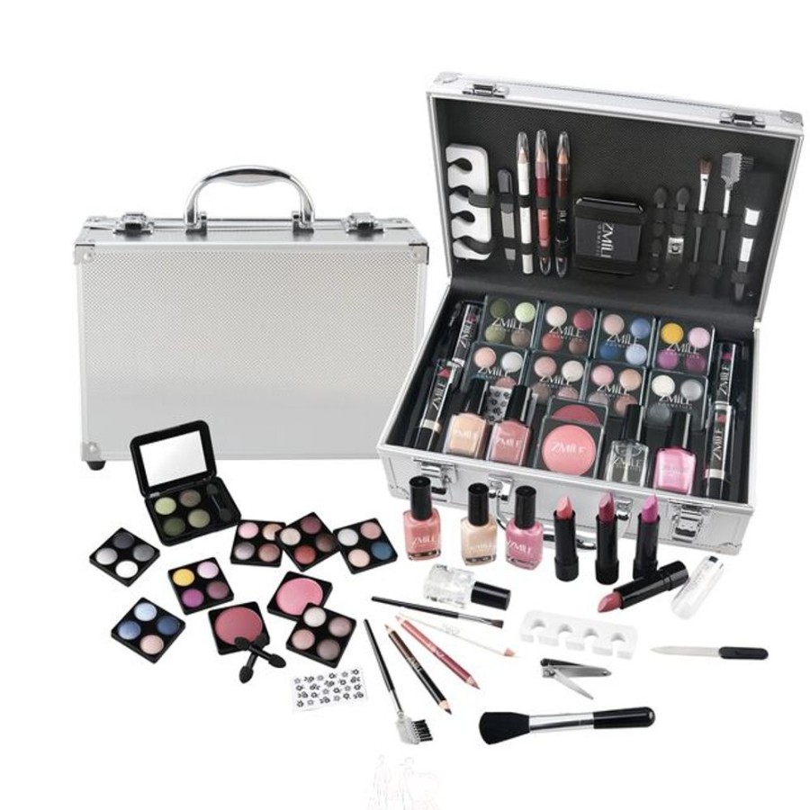 Make Up Zmile Cosmetics Schminksets | Schminkkoffer Set Alu Profi-Qualitat Mit French Manicure 58 Teilig